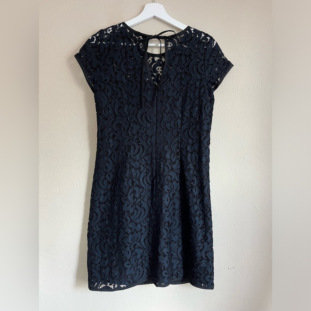 Elegant Navy & Black Lace Dress